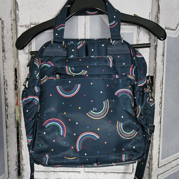 Lug Mini Puddle Jumper Backpack Convertible Tote Rainbow Navy - Picture 2 of 8